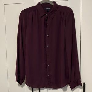 Lands End button down blouse, burgundy